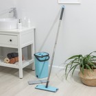 Швабра с отжимом и ведро: ведро с отсеками для полоскания и отжима 12 л, швабра плоская, запасная насадка из микрофибры - Фото 9