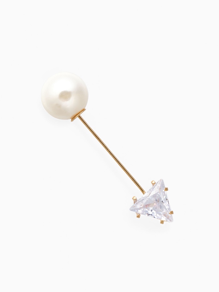 Булавка «Стрела» 5 см, цвет белый в золоте - Фото 1