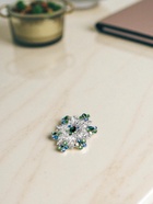 Брошь «Цветок» аралия, сине-зелёная в серебре - Фото 5