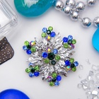 Брошь «Цветок» аралия, сине-зелёная в серебре - Фото 6