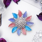 Брошь «Цветок» флокс, цветная в серебре - Фото 1