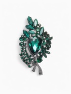 Брошь «Императрица», ветвь, цвет изумрудный в сером металле - Фото 1