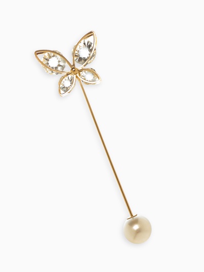 Булавка« Бабочка объемная», 8.5 см, белая в золоте