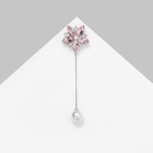 Булавка «Цветок» сирень, 8 см, розовая в серебре - Фото 1