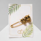 Булавка «Совы» пара, 7 см, зелёная в чернёном золоте - Фото 3