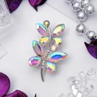 Брошь «Бабочки» парочка, радужная в серебре - Фото 2