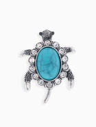 Брошь «Черепашка» панцирь под бирюзу, голубая в чернёном серебре - Фото 1