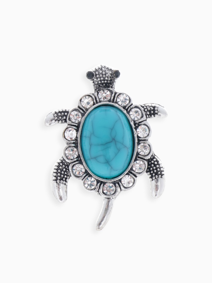Брошь «Черепашка» панцирь под бирюзу, голубая в чернёном серебре - Фото 1