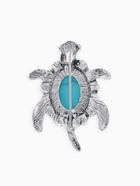 Брошь «Черепашка» панцирь под бирюзу, голубая в чернёном серебре - Фото 3