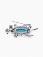 Брошь «Черепашка» панцирь под бирюзу, голубая в чернёном серебре - Фото 4