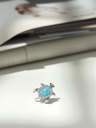 Брошь «Черепашка» панцирь под бирюзу, голубая в чернёном серебре - Фото 5