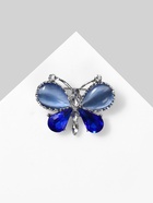 Брошь «Бабочка» летняя, синий в серебре - Фото 6