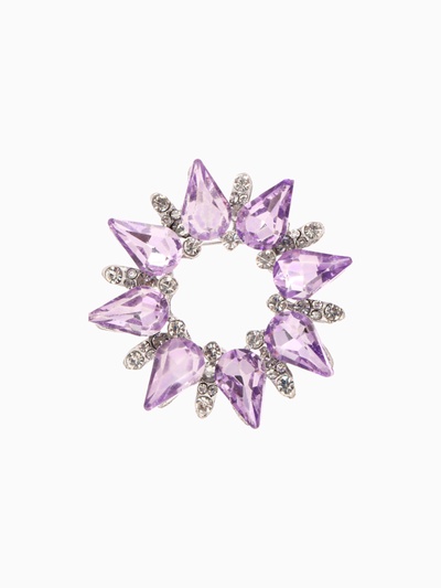 Брошь «Сияние» ореол, бело-сиреневая в серебре