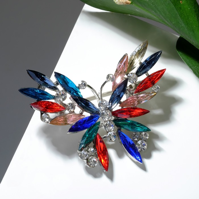 Брошь «Бабочка» парусник, цветная в серебре - Фото 1