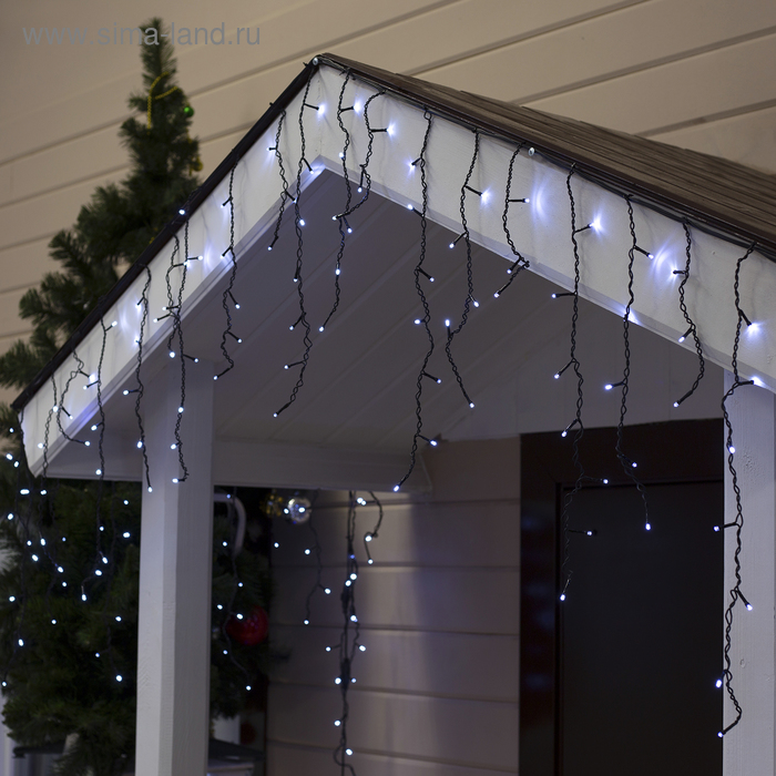 УЦЕНКА Гирлянда «Бахрома», 3×0.6 м, IP44, УМС, 160 LED, 220 В, тёмная нить, свечение белое - Фото 1