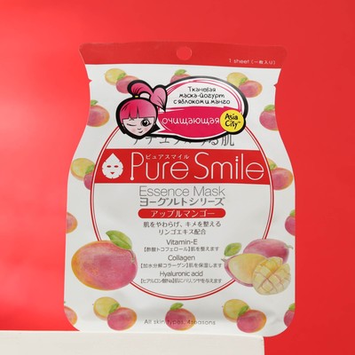 Маска для лица SUNSMILE Yougurt, на йогуртовой основе, с яблоком и манго, 1 шт.