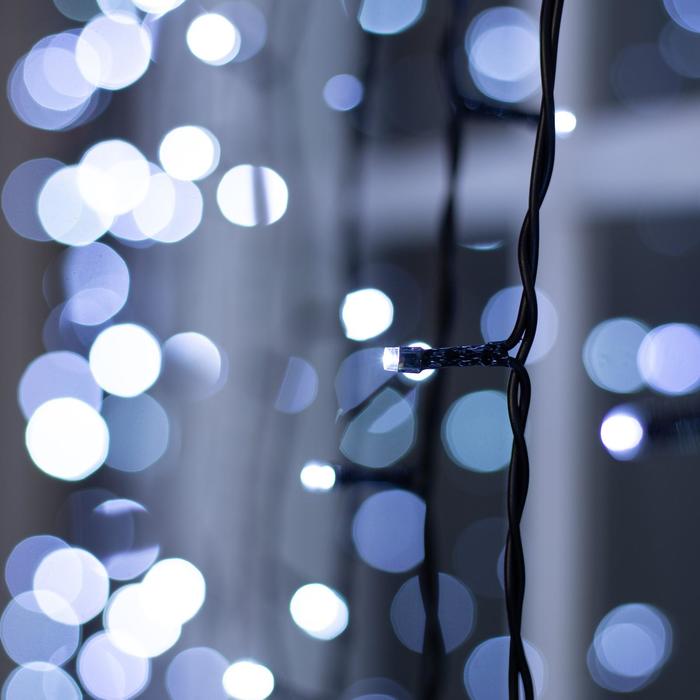 Гирлянда «Занавес» 2 × 6 м, IP44, УМС, тёмная нить, 1440 LED, свечение белое, мерцание, 220 В - фото 1899638302