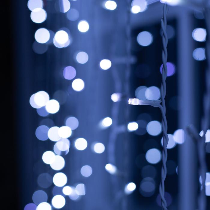 Гирлянда «Занавес» 2 × 9 м, IP44, УМС, белая нить, 1800 LED, свечение белое, мерцание, 220 В - фото 1898162957