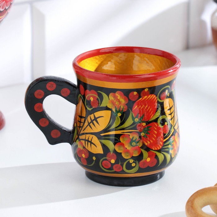 Кружка для сока, дерево хохлома - Фото 1