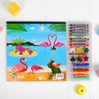 Раскраска с наклейками "Фламинго" 4 фломастера, 4 карандаша, 6 цветов краски, кисть - Фото 1