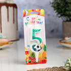 Свеча для торта «Футбольная», 10.2 см, зелёная цифра 5 - Фото 3