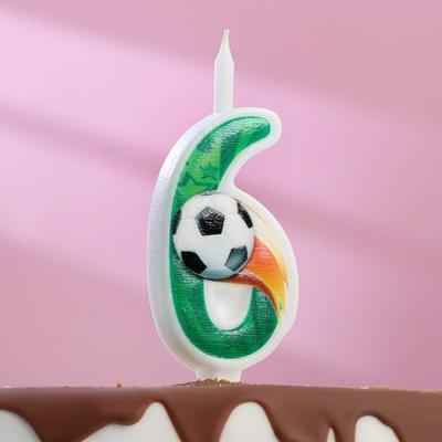 Свеча для торта «Футбольная», 10.2 см, зелёная цифра 6