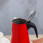 Кофеварка гейзерная «Итальяно», на 6 чашек, 300 мл, цвет красный - Фото 3