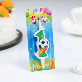 Свеча для торта «Футбольная», 10.2 см, зелёная цифра 1 (комплект 2 шт)