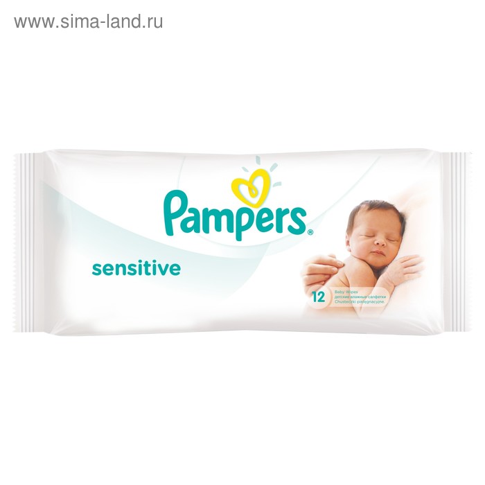 Детские влажные салфетки Pampers Sensitive, 12 шт - Фото 1