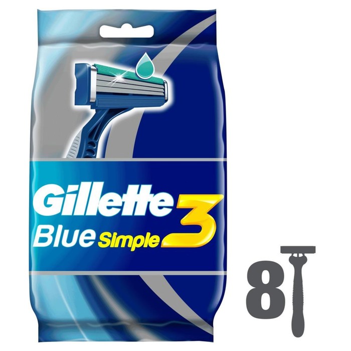 Бритва Gillette Blue Simple3, одноразовая, 8 шт.