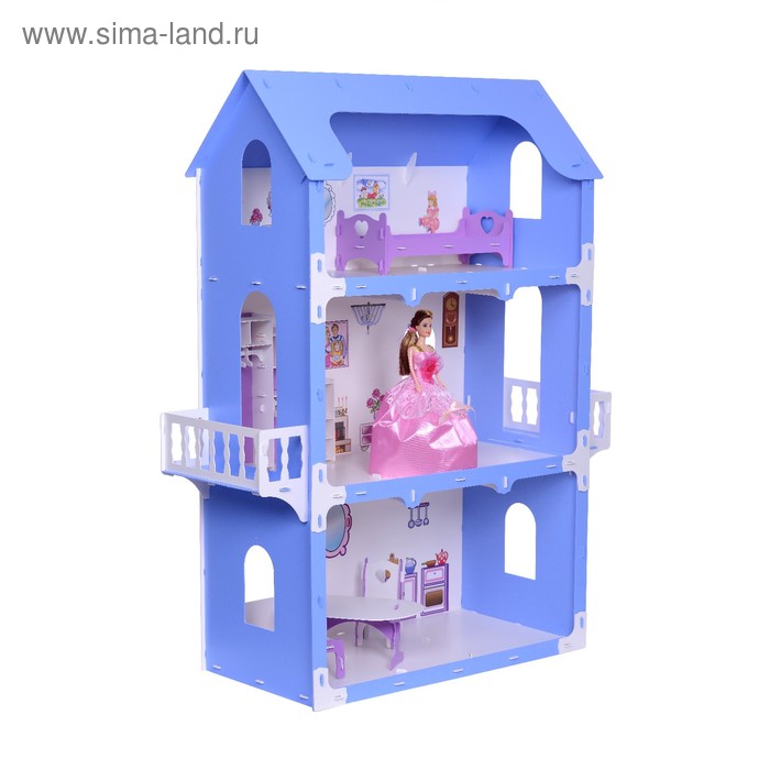 Домик для кукол «Коттедж Екатерина» с мебелью, бело-синий - Фото 1