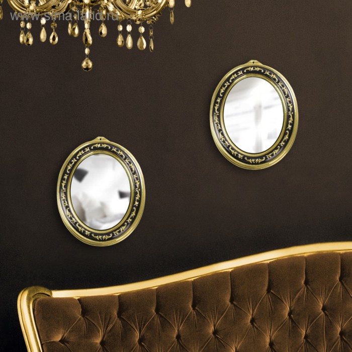 Набор настенных зеркал «Париж», зеркальная поверхность – 15,5 × 21,5 см, 2 шт, цвет золотой/чёрный, УЦЕНКА - Фото 1
