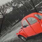 Зонт автоматический "Париж и красное авто", R=51см, цвет серо-красный - Фото 3