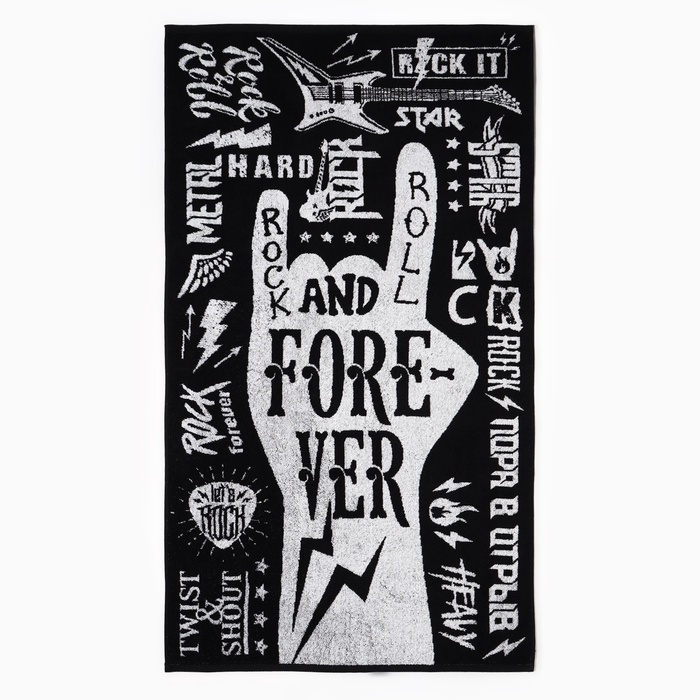 Полотенце махровое «Этель» Rock-n-Roll, 70×130 см, 100% хлопок, 420 г/м² - Фото 1