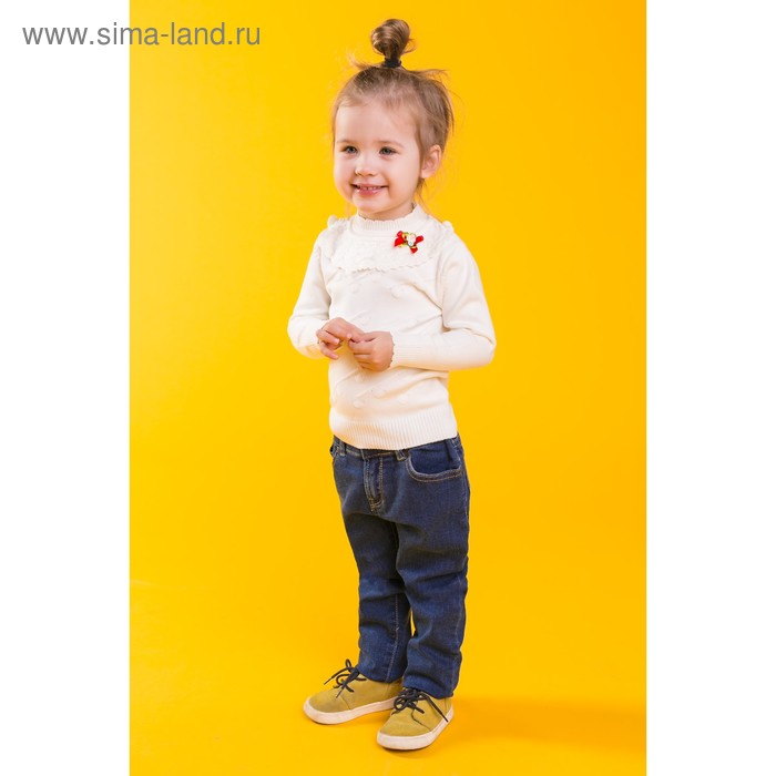 Свитер для девочки «Ажурный воротничок», рост 104–110 см, цвет белый - Фото 1