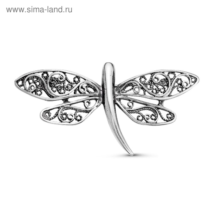 Брошь «Стрекозка», посеребрение с оксидированием - Фото 1