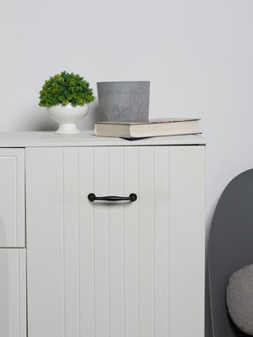 Ручка-скоба мебельная WAVE PC173BL, м/о 96 мм, цвет чёрный (комплект 3 шт)