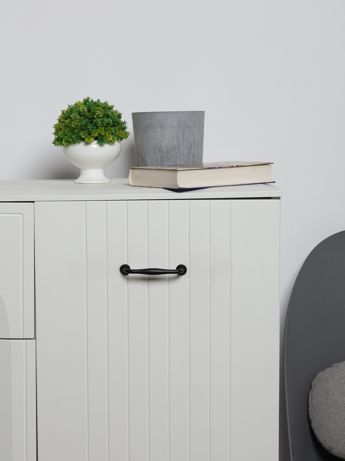 Ручка-скоба мебельная WAVE PC173BL, м/о 96 мм, цвет чёрный - Фото 1