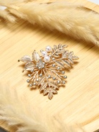 Брошь «Папоротник», цвет белый в золоте 3723746