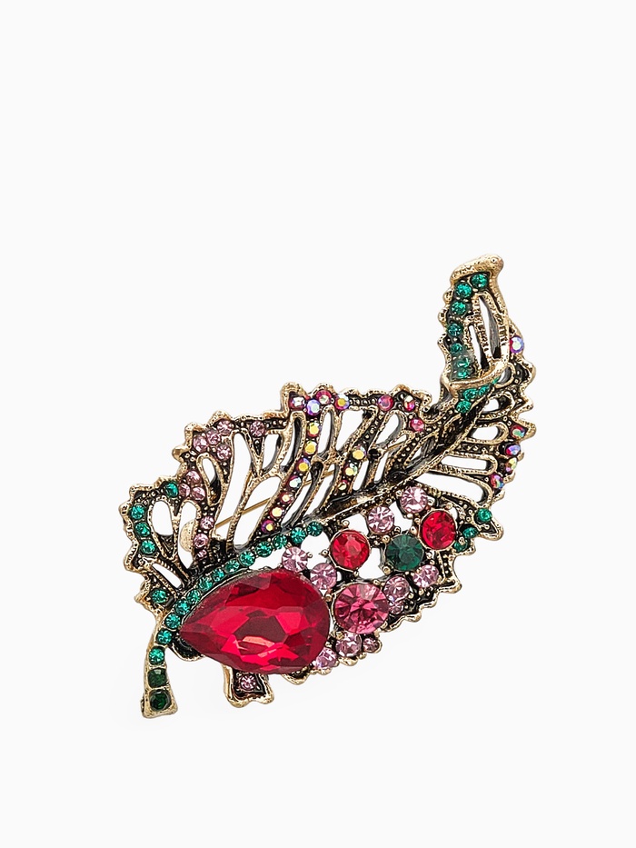 Брошь «Лист осенний» ажурный, цветная в чернёном золоте - Фото 1