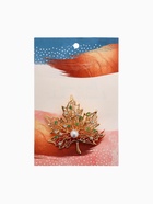 Брошь «Лист кленовый», бело-зелёная в золоте - Фото 6