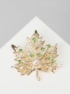 Брошь «Лист кленовый», бело-зелёная в золоте - Фото 8