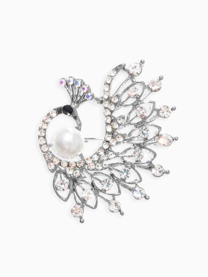 Брошь «Жар-птица» с жемчужиной, цвет бело-радужный в серебре - Фото 1