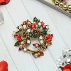 Брошь «Цветов букет» венок, цветная в чернёном золоте - Фото 1