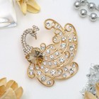 Брошь «Павлин» королевский, цвет бело-золотой в золоте - Фото 1