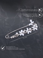 Булавка «Бабочки» с жемчужинками, 7.5 см, белая в серебре - Фото 2