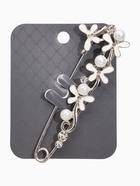 Булавка «Бабочки» с жемчужинками, 7.5 см, белая в серебре - Фото 4