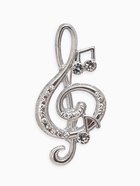 Брошь «Скрипичный ключ» и нотки, цвет белый в серебре - Фото 1