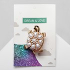 Брошь «Черепаха» с жемчужным панцирем, цвет белый в золоте - Фото 1