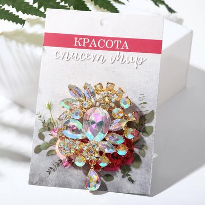 Брошь «Императрица» сияние, цвет радужный в золоте